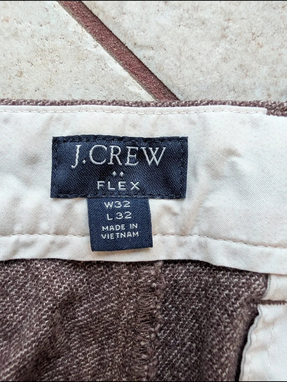 J.Crew Flex Slim Fit Pants Men's W32 L32 Heathered Brown Cotton Stretch